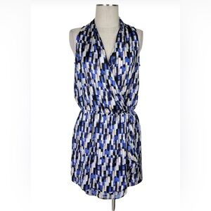 White House Black Market Blue Halter Wrap Midi Dress